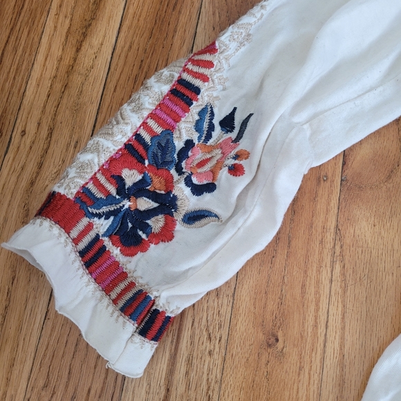 Johnny Was Embroidered Pullover Long-Sleeve Tunic Top 3/4 Sleeve Size M - Picture 4 of 10
